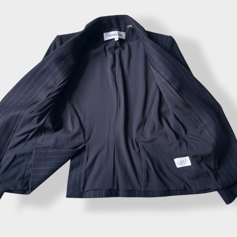 Veronica Beard Tyra Dickey Navy Pinstripe Blazer Jacket Preppy Academia Size 2 - Picture 9 of 15